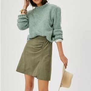 NWT Anthropologie Roxanna Faux Suede Skirt in Moss Green Size 2